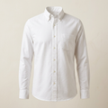 AI-generated illustrative image of a men's white long-sleeve button-down shirt
