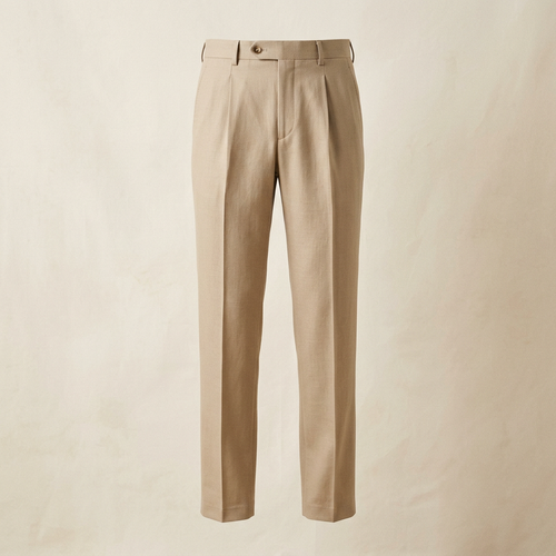 AI-generated illustrative image of men's beige tailored trousers